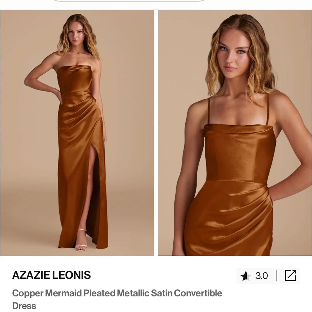 Azazie Leonis Copper Satin Dress